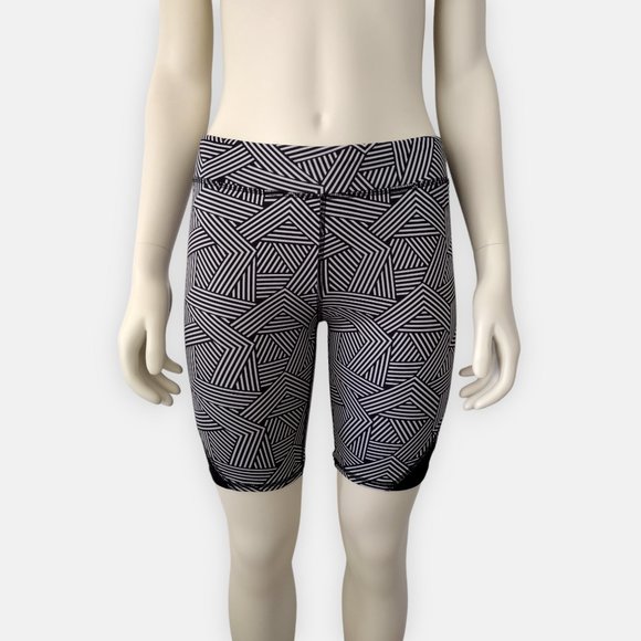 Athletic Works Black and White Striped Stretch Biker Shorts Size S / M - Picture 1 of 12